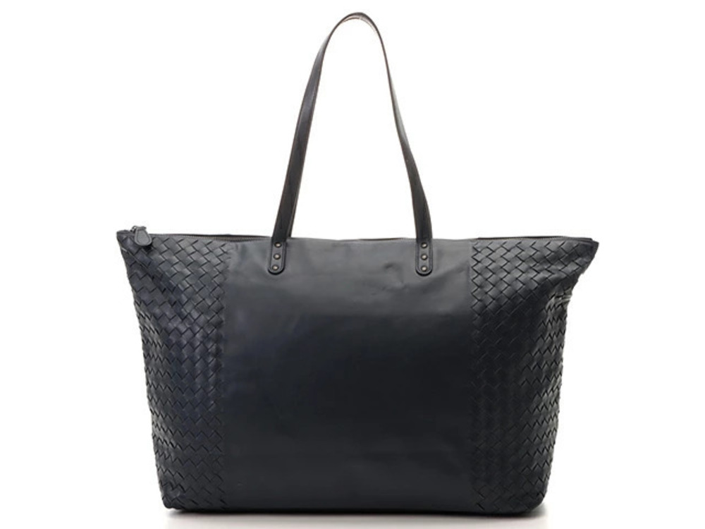 BOTTEGA VENETA Tote Bag Intrecciato Navy Blue Calfskin